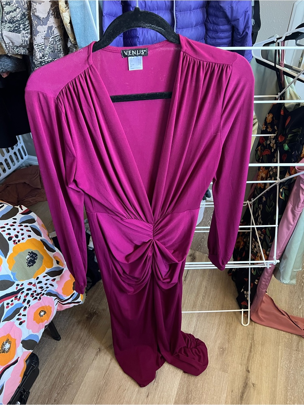 VENUS Magenta Twist-Front Maxi Dress - Picture 1 of 1